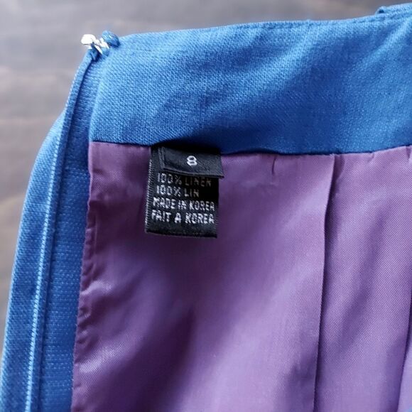 Vtg blue linen Linda Allard Ellen Tracy pencil skirt - Picture 4 of 16